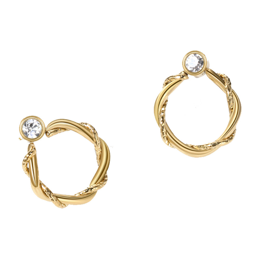 Boucles d'oreilles creuses en acier titanium plaqué or en forme de croissant, élégantes et légères.