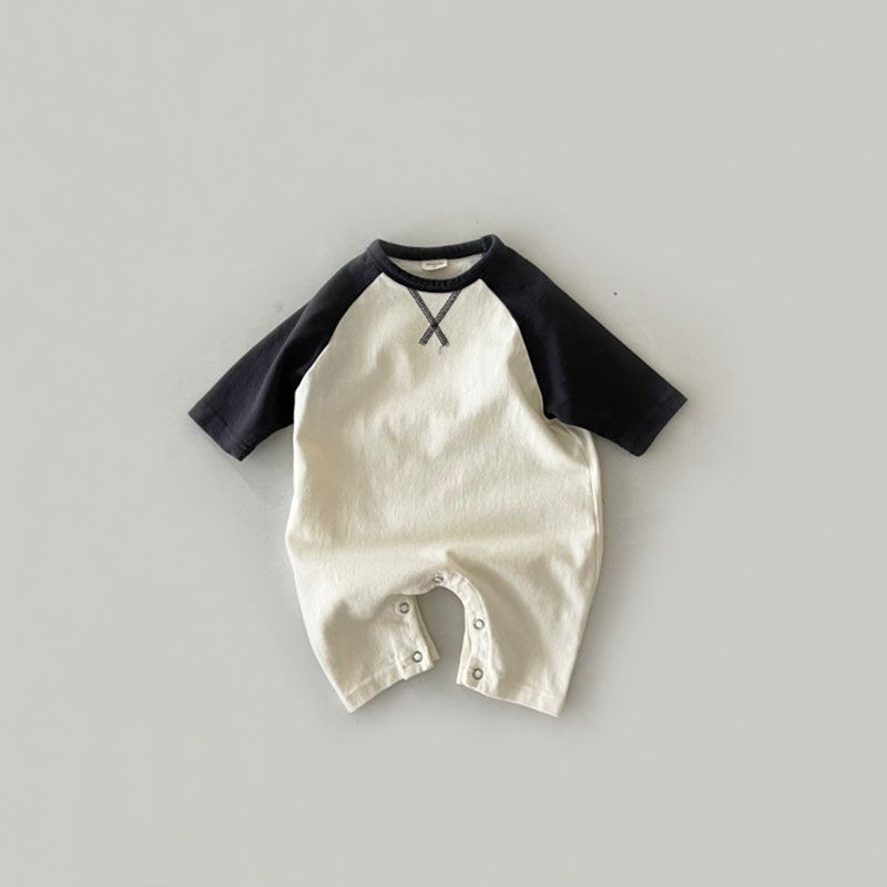 Combinaison décontractée pour nouveau-nés de style coréen, en coton doux, avec motifs mignons et boutons faciles à ouvrir.