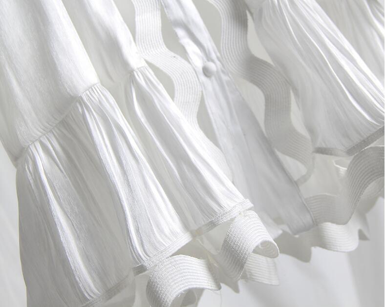 Chemise longue à rayures ondulées en couleur unie, style décontracté, fabriquée par MARKET DE PRODUITS DE BEAUTÉ & SANTÉ.