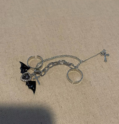 Bague femme en argent avec pendentif en strass en forme d'amour, design élégant et brillant, bijoux MARKET DE PRODUITS DE BEAUTÉ & SANTÉ