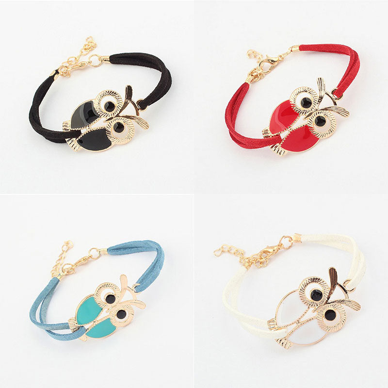 Bracelet en cuir coloré en forme de hibou, accessoire mode tendance, fabriqué par MARKET DE PRODUITS DE BEAUTÉ & SANTÉ.