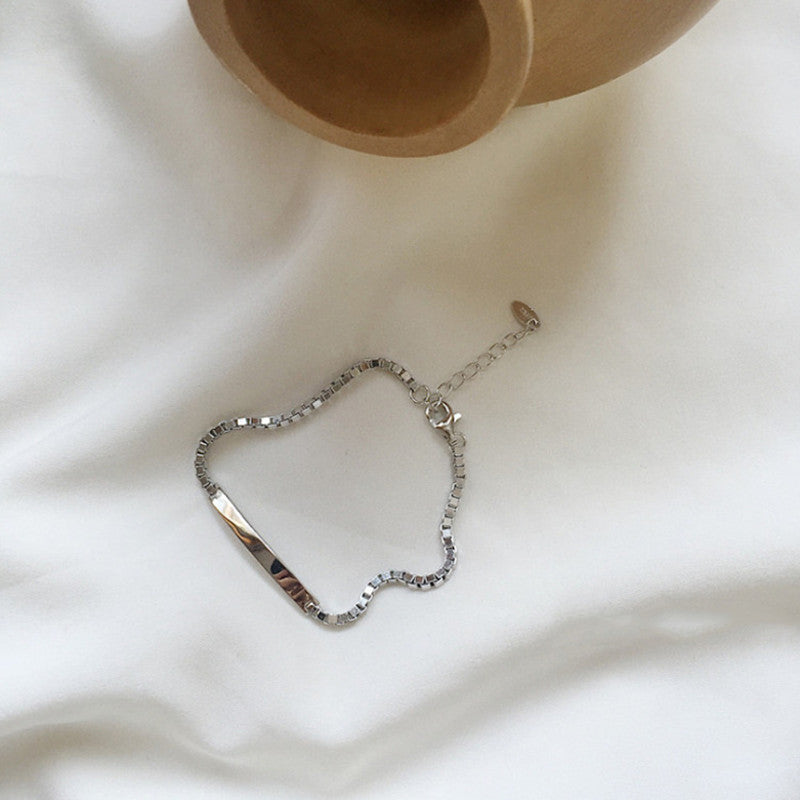 Bracelet en argent 925 pour femmes, chaîne minimaliste en boîte, bijou élégant et simple, parfait pour un style discret.
