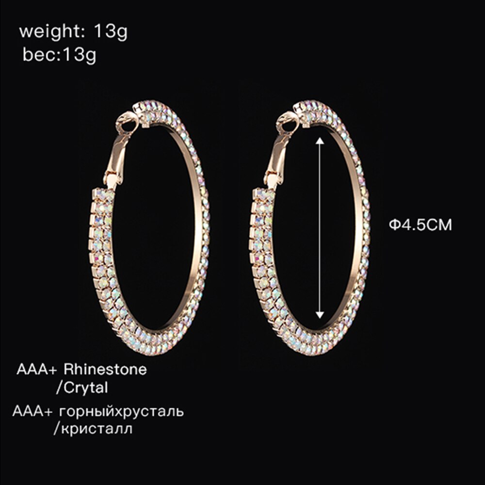 Boucles d'oreilles créoles rondes en cristal de luxe pour femmes, accessoires élégants de la marque Aura Scent.