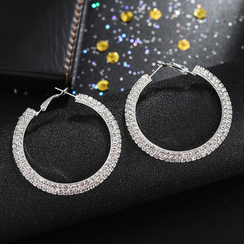 Boucles d'oreilles créoles rondes en cristal de luxe pour femmes, accessoires élégants de la marque Aura Scent