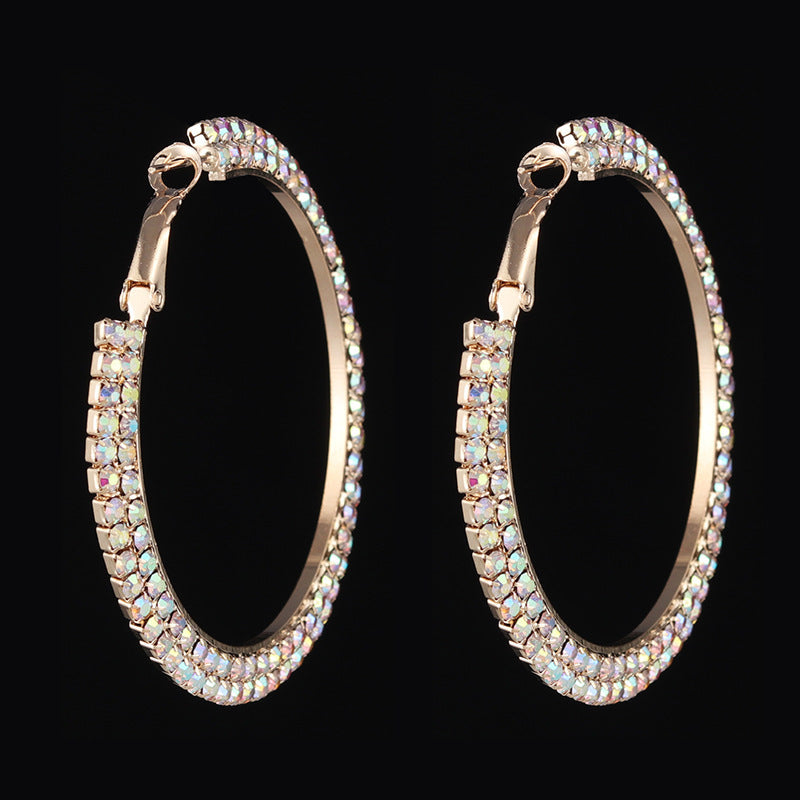 Boucles d'oreilles créoles rondes en cristal de luxe pour femmes, accessoires élégants de la marque Aura Scent