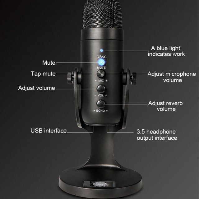 Microphone USB Aura Scent pour jeux mobiles et enregistrement en direct, accessoire audio portable.