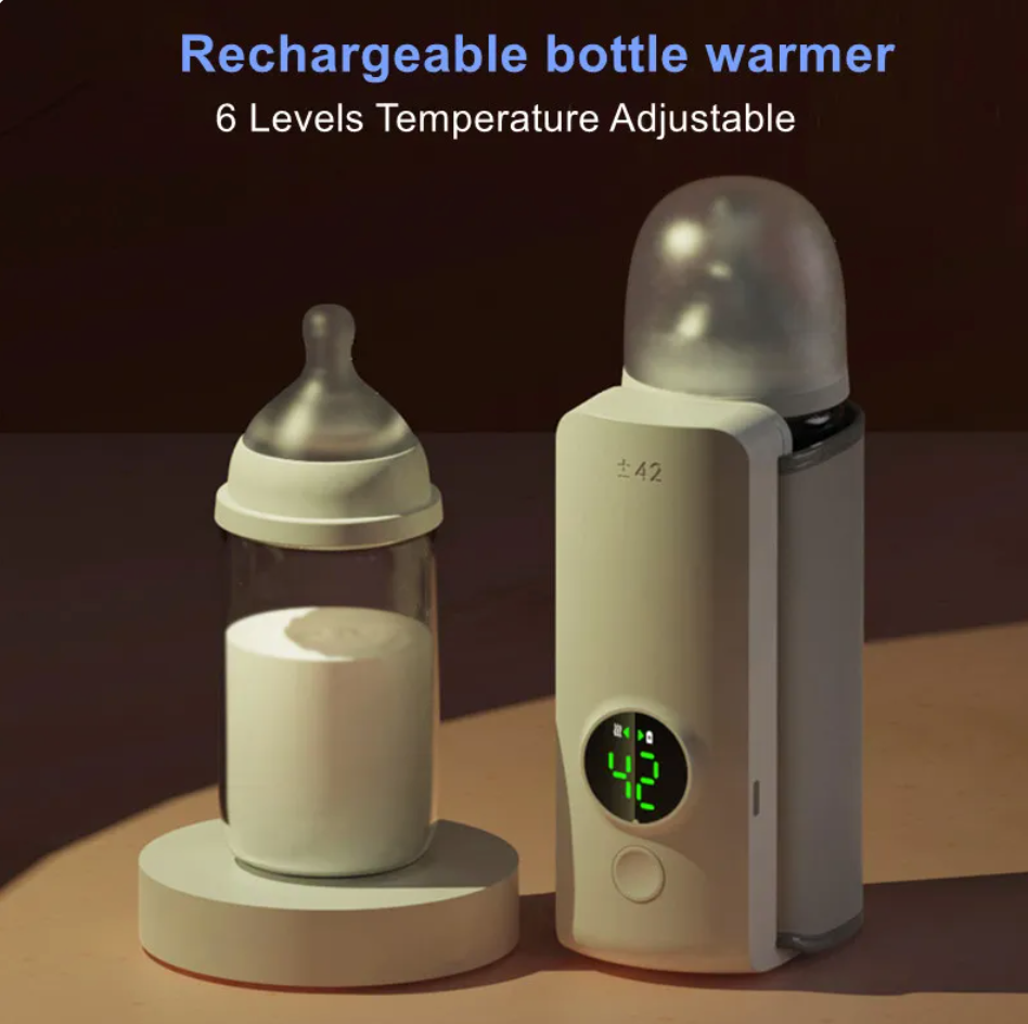 Chauffe-biberon portable sans fil de la marque Boutique Angenor, avec écran de contrôle et accessoires pour bébé.