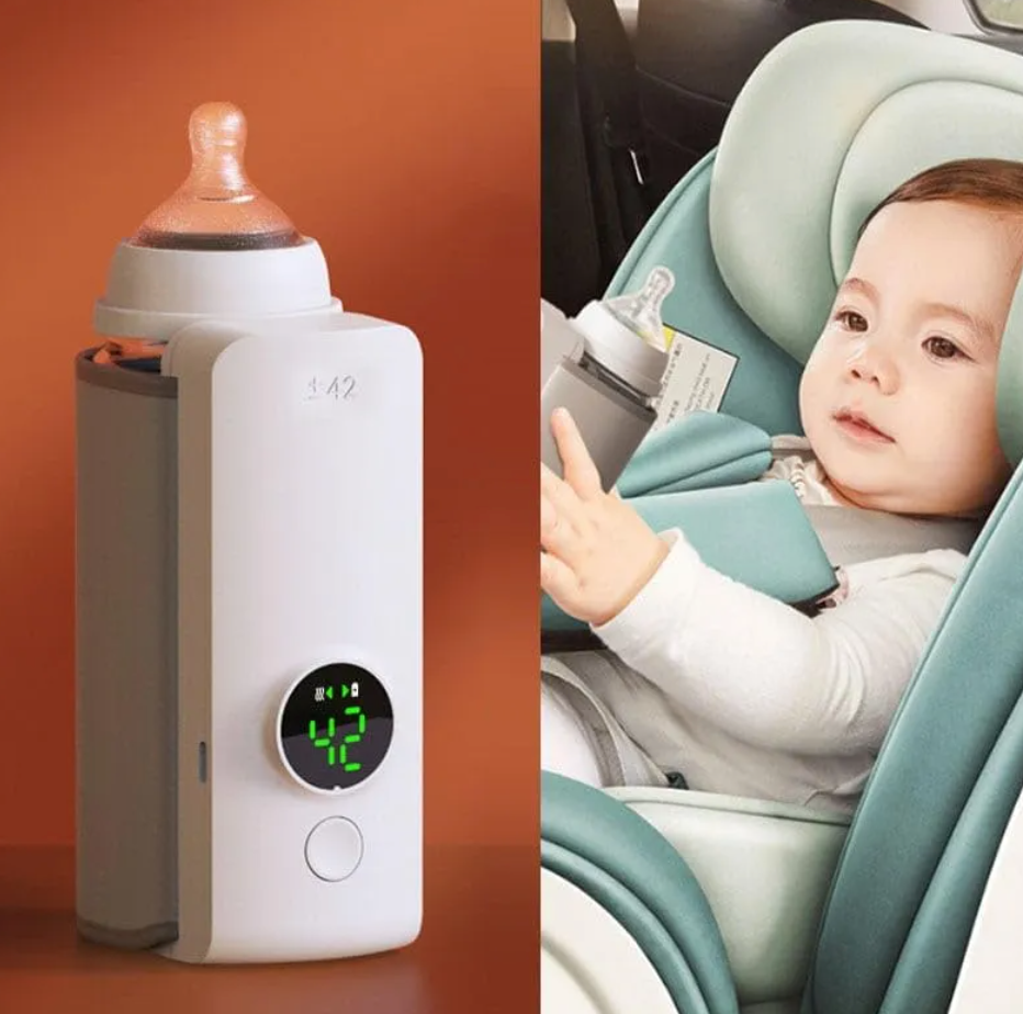 Chauffe-biberon sans fil portable Boutique Angenor, dispositif compact pour réchauffer rapidement les biberons pour bébé.
