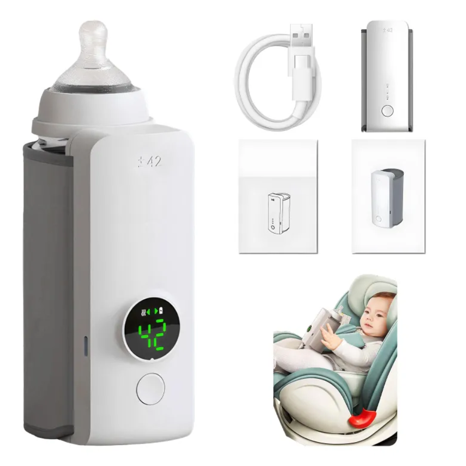 Chauffe-biberon sans fil portable de la marque Boutique Angenor, idéal pour réchauffer les biberons pour bébé en déplacement.