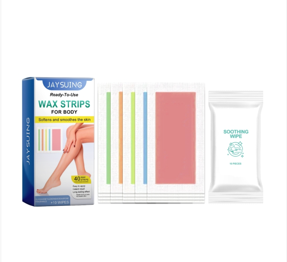 Bandes de cire épilatoire pour le corps Aura Scent, épilation douce et efficace visible sur l'image.