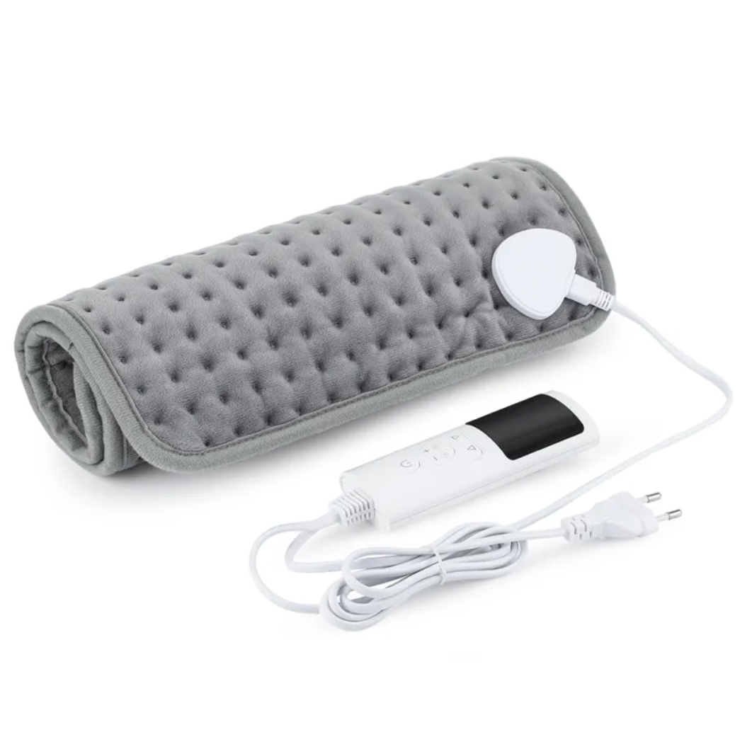 Écharpe chauffante électrique Aura Scent, en tissu doux, avec contrôles de température visibles, pour chaleur et confort.