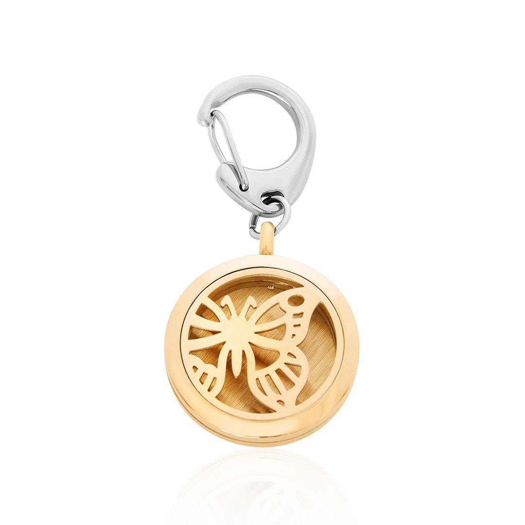 Porte-clés en forme de papillon Aura Scent FKC048RE, avec détails colorés et finition brillante, fixation métallique solide.