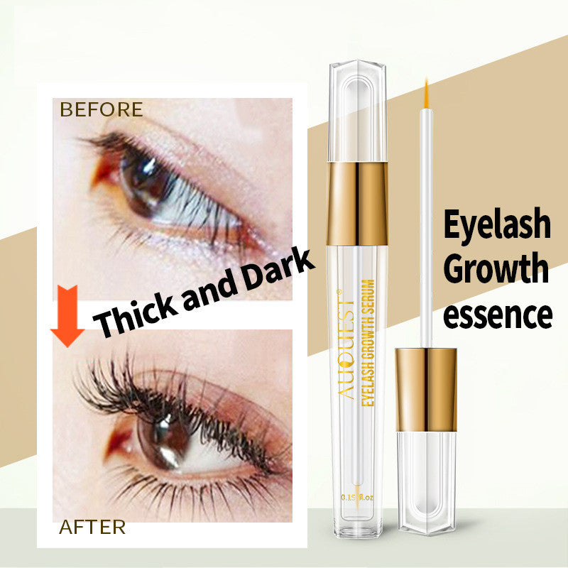 Sérum pour cils Aura Scent AuQuest, tube noir, applicateur, destiné à allonger et donner du volume extrême aux cils.