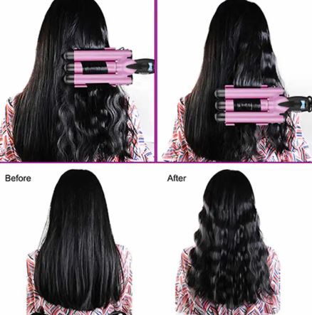 Fer à boucler Aura Scent avec triple barreaux pour des ondulations parfaites et durables, image montrant le fer à boucler.