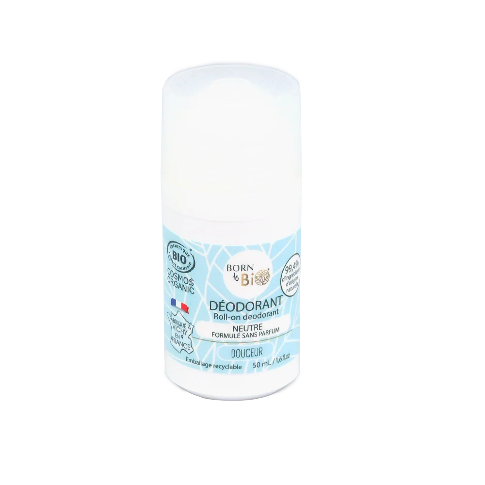 Déodorant neutre sans parfum de Born to Bio, formule bio certifiée, illustré dans cette image.