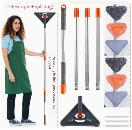 Rallonge télescopique pour nettoyage de fenêtres, nettoyeur de vitres Boutique Angenor, poignée extensible avec accessoire de nettoyage