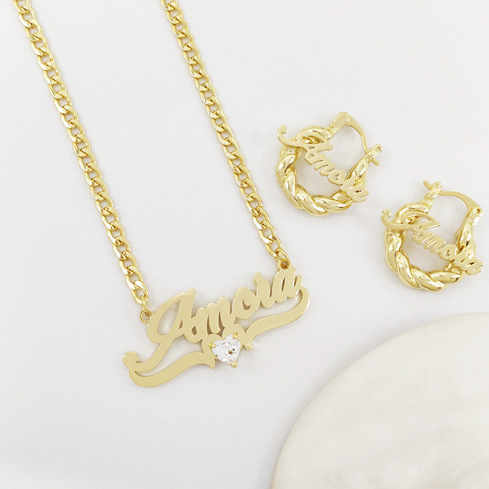 Collier personnalisé DIY avec prénom, cœur en pierre de naissance, bijou élégant de Boutique Angenor