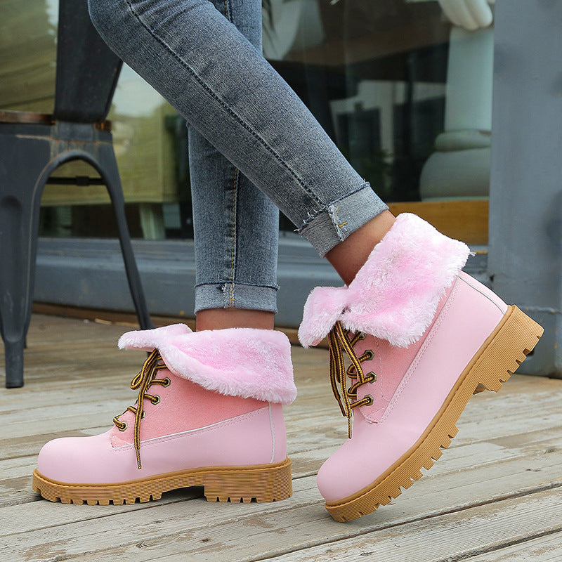 Bottines d'hiver pour femmes Boutique Angenor, à bout rond et lacets, chaussures d'hiver élégantes et confortables pour femmes