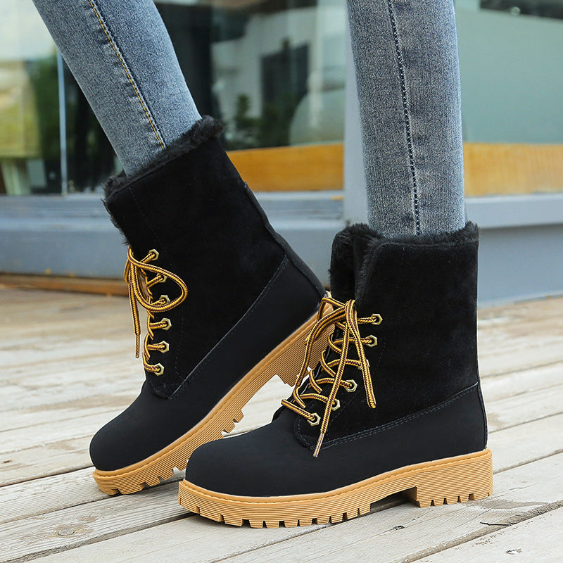 Bottes d'hiver pour femmes, ankle boots Boutique Angenor, à lacets, bout rond, style chaud et confortable pour l'hiver