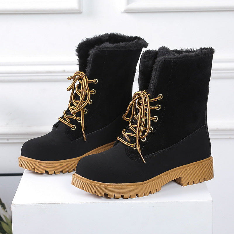 Bottes d'hiver pour femmes de la marque Boutique Angenor, bottines à lacets, bout rond, idéales pour la saison froide.