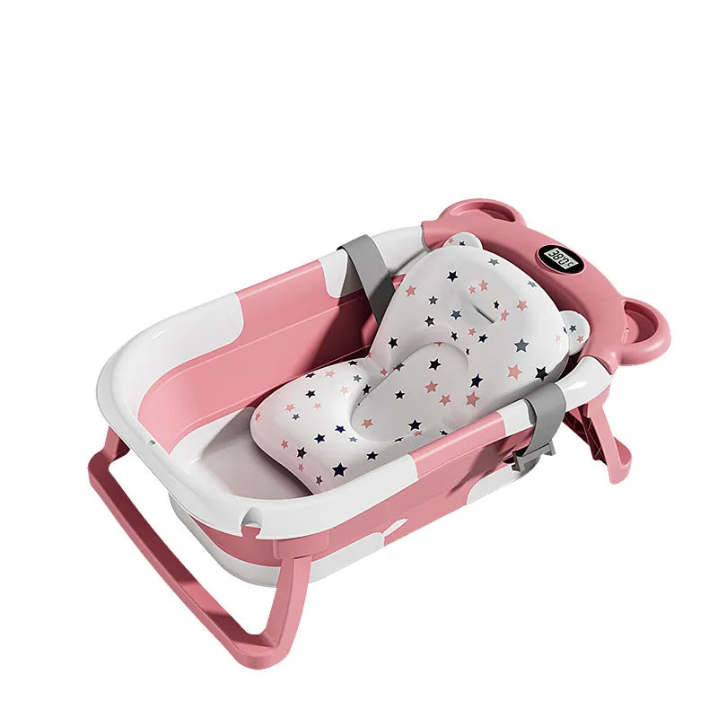 Baignoire pour bébé avec capteur de température, taille nouveau-né, en plastique blanc, conçue par Boutique Angenor.