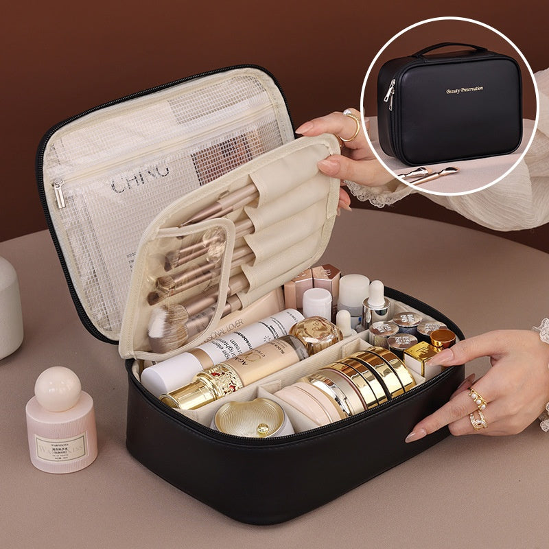 Grande trousse de rangement cosmétique multifonctionnelle Boutique Angenor avec grande capacité, idéale pour organiser produits de beauté.