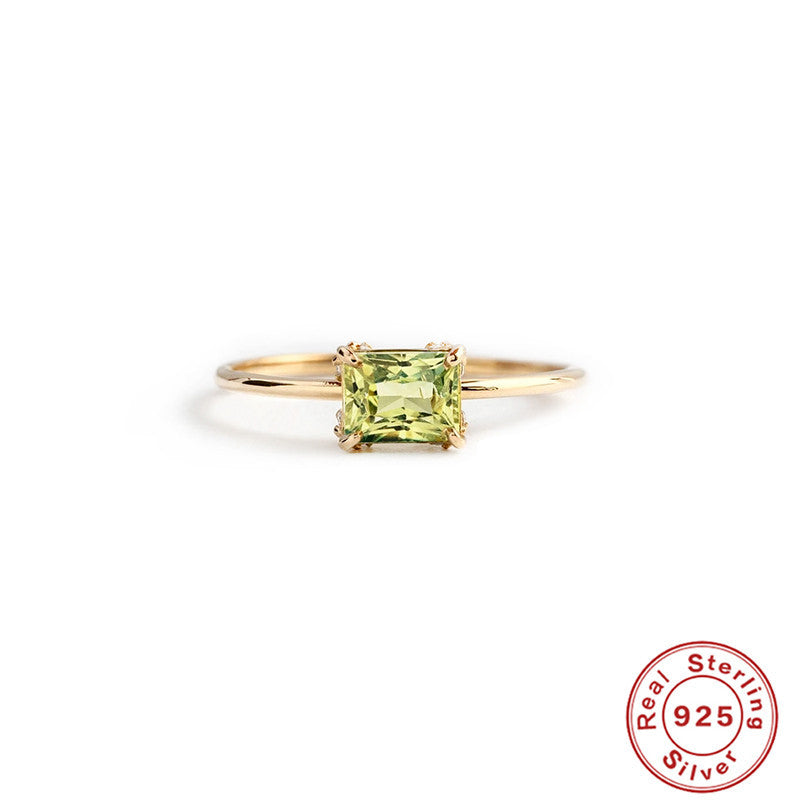 Bague de fiançailles en argent S925 avec opale carrée et diamants, élégante et scintillante, bijou de Boutique Angenor