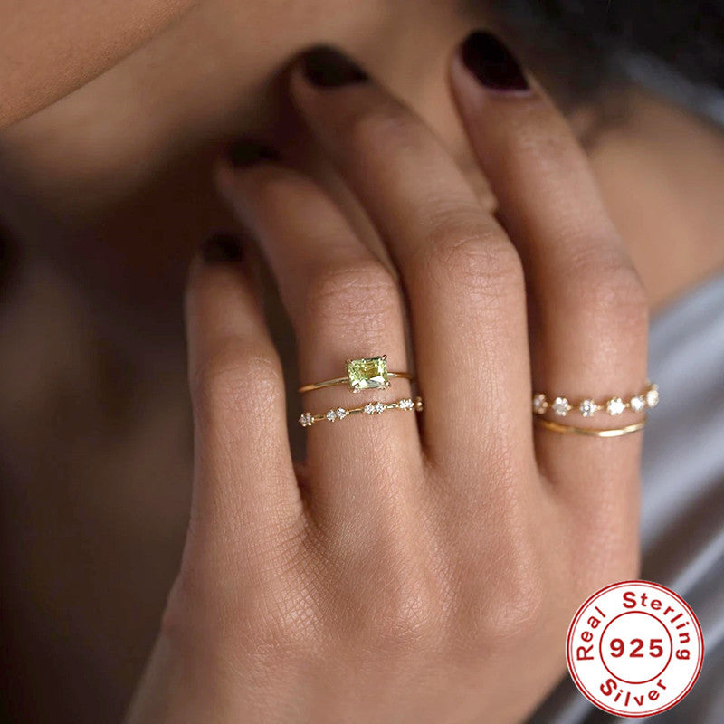 Bague en argent sterling S925 avec opale et diamant carré, anneau de mariage élégant de la marque Boutique Angenor