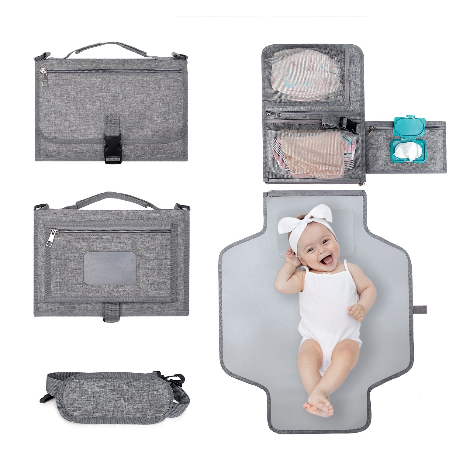 Tapis à langer portable pour bébé de la marque Boutique Angenor, pliable avec surface douce et pratique pour changer bébé.