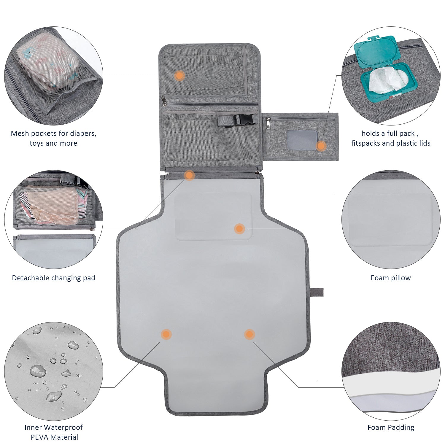 Tapis à langer portable pour bébé de la marque Boutique Angenor, surface douce et pliable pour changer bébé en déplacement.