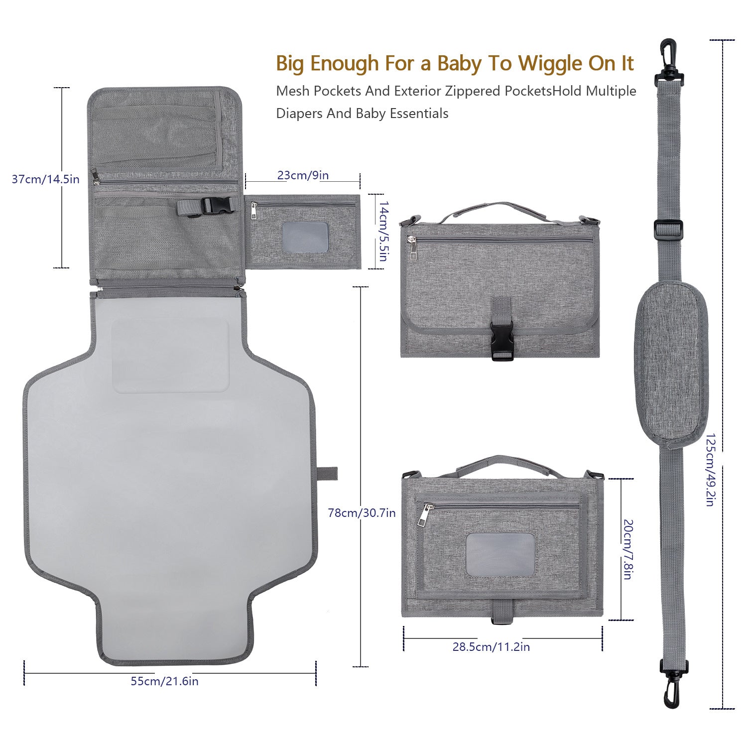 Matelas à langer portable pour bébé de la marque Boutique Anenor, surface douce avec compartiments de rangement.