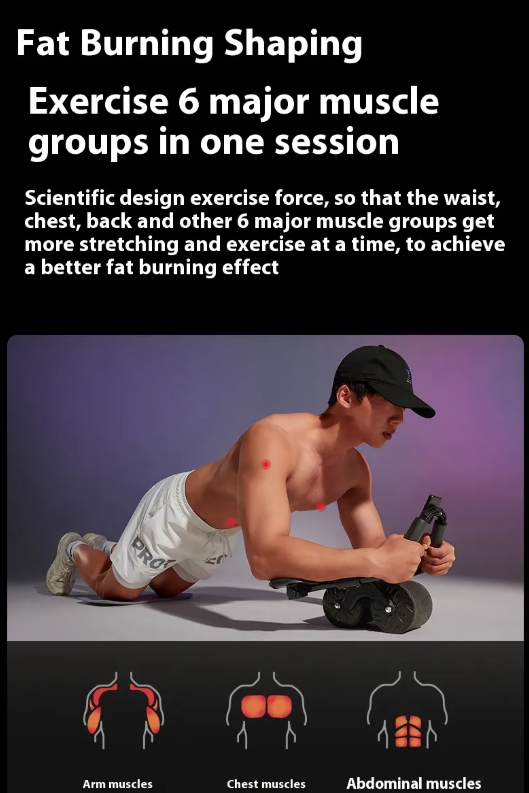 Roue abdominale automatique Boutique Angenor pour exercices de renforcement musculaire, avec poignée ergonomique.
