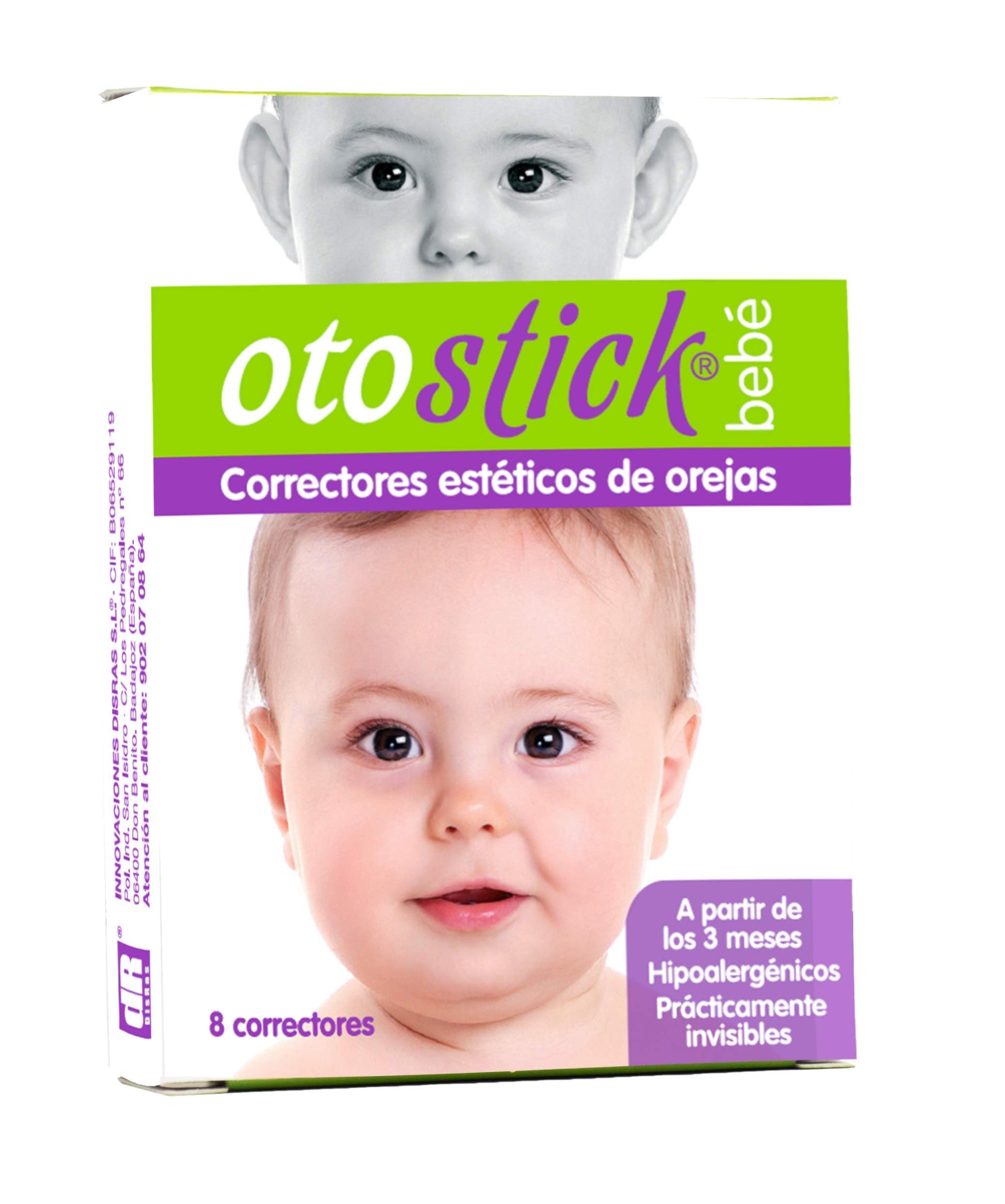 Otostick bébé correcteur d'oreilles protubérantes, 8 unités avec protection en plastique, support orthopédique pour correction permanente.