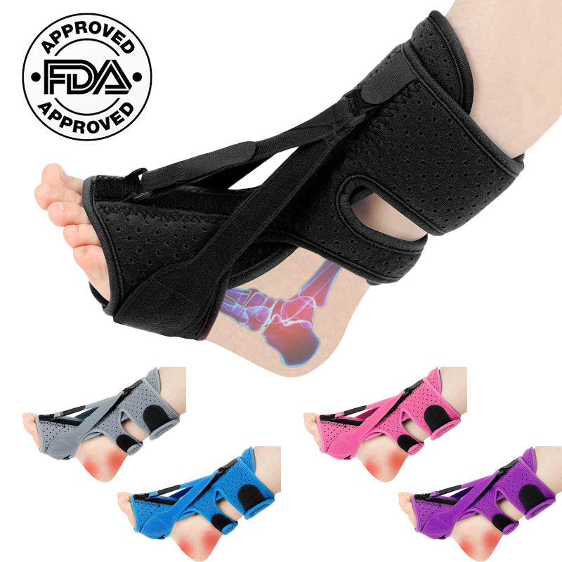 Attelle de nuit pour fasciite plantaire de la marque Boutique Angenor, montrant l'attelle en tissu confortable pour le pied.
