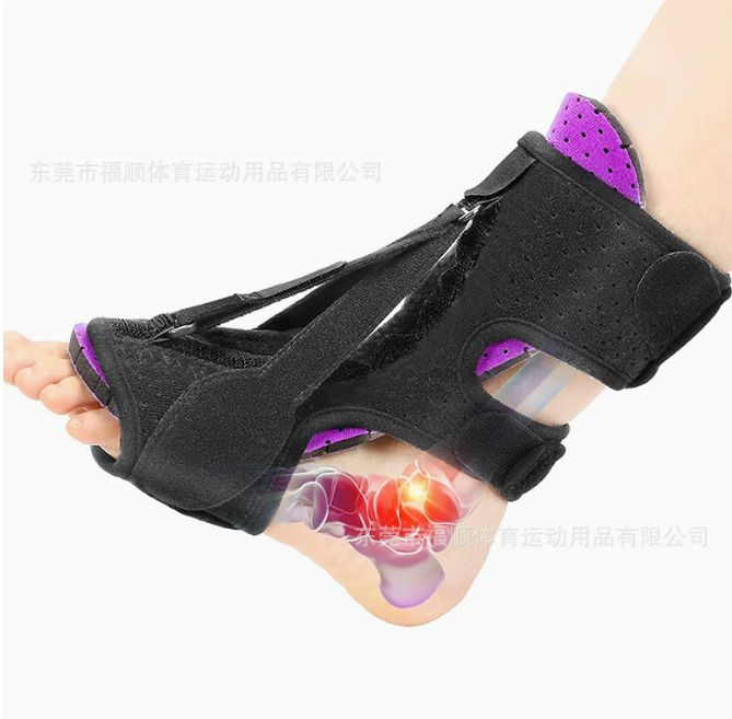Attelle de nuit pour fasciite plantaire de la marque Boutique Angenor, montrant la conception en tissu pour le soulagement du pied.
