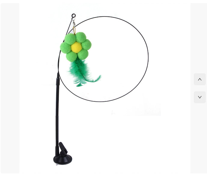 Jouet de distraction pour chat Cat Sucker Teaser Toy de Boutique Angenor avec plume colorée et longue tige pour jouer.