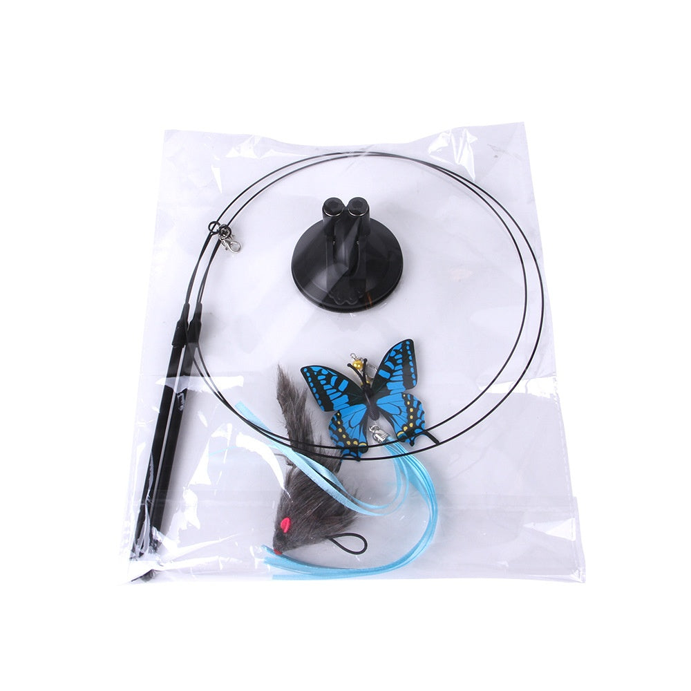 Jouet de distraction pour chat Cat Sucker Teaser Toy de Boutique Angenor avec plume colorée et corde en tissu.