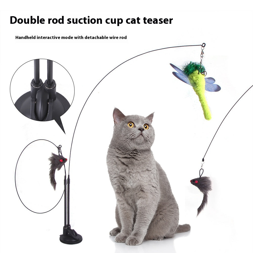 Jouet de distraction pour chat Cat Sucker Teaser de Boutique Angenor avec plume colorée et corde pour chat.