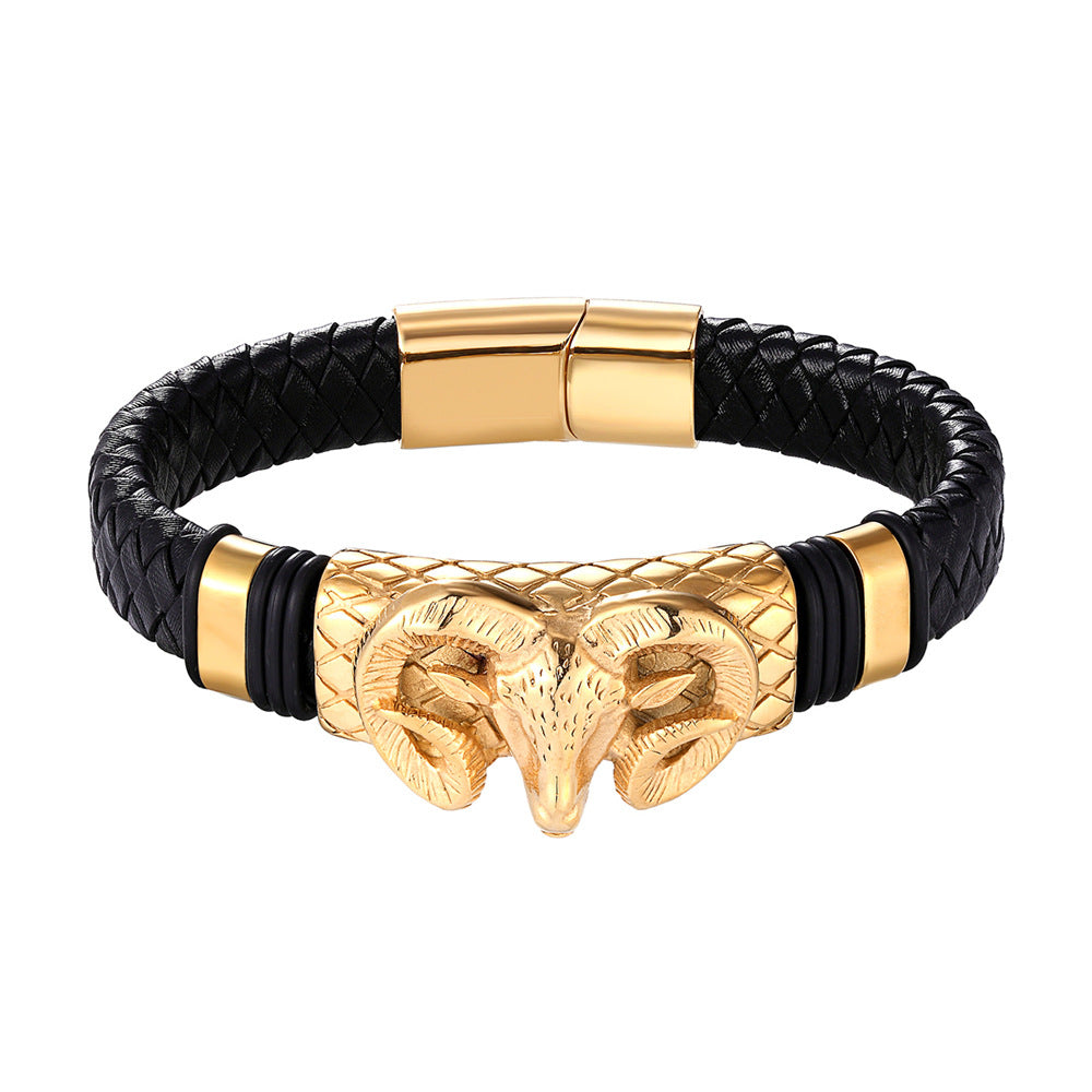 Bracelet homme en acier inoxydable tressé avec constellation, style élégant et moderne, fabriqué par Boutique Angenor.