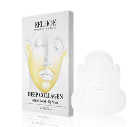 Masque facial raffermissant au collagène de la marque Boutique Angenor, application visible sur le visage.