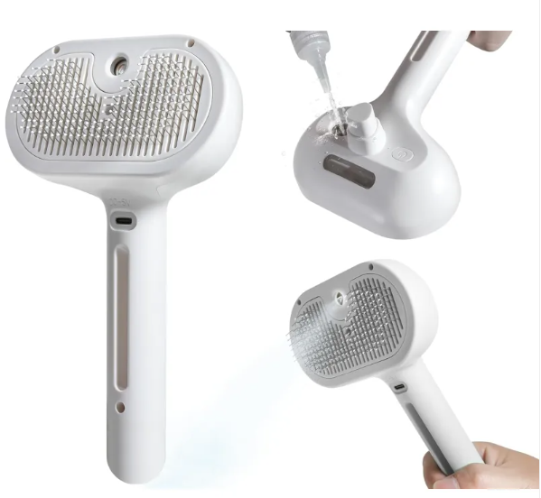Brosse vaporisateur pour poils d'animaux de la marque Boutique Angenor, à poils longs et courts, pour démêler et rafraîchir.