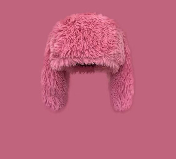 Bonnet en peluche avec oreilles de lapin mignon pour enfants, doux et confortable, parfait pour garder la tête au chaud.