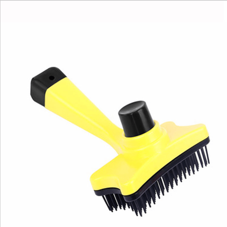 Peigne pour chien et chat Dog Hugs Cat, accessoires de toilettage pour animaux, en plastique noir avec dents larges.