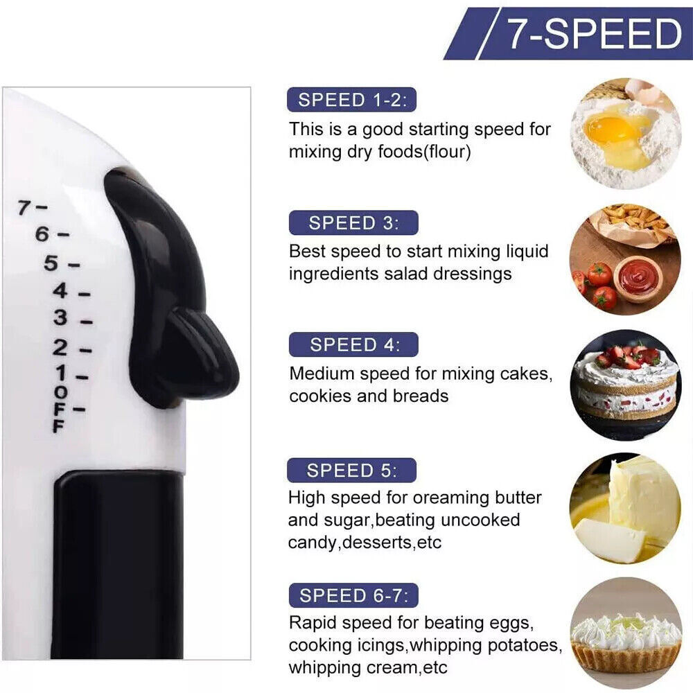 Mélangeur électrique de cuisine MARKET DE PRODUITS DE BEAUTÉ & SANTÉ avec bol, 7 vitesses, pour pâte à gâteau et ingrédients.