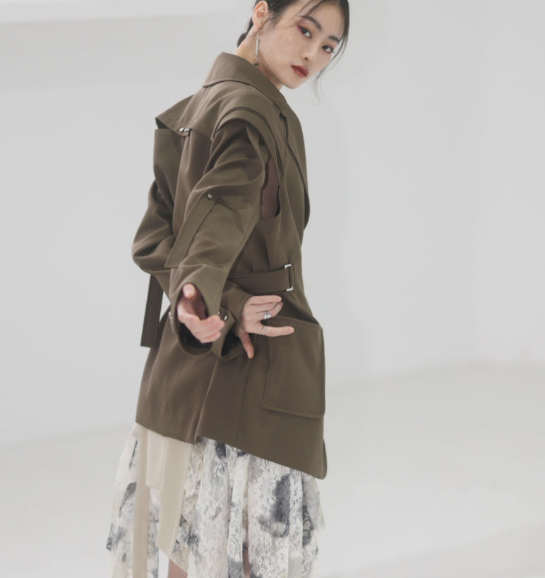 Veste déstructurée à taille ajustable pour l'automne et l'hiver, en brun, par MARKET DE PRODUITS DE BEAUTÉ & SANTÉ.