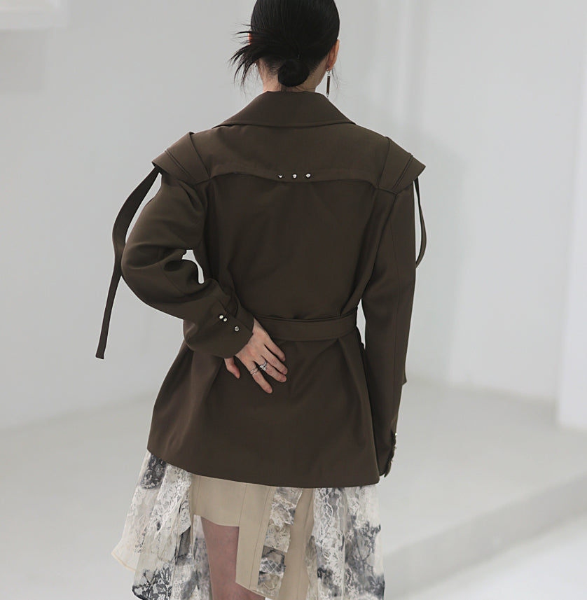 Blazer déstructuré à taille ajustable pour automne et hiver, de couleur marron, par MARKET DE PRODUITS DE BEAUTÉ & SANTÉ