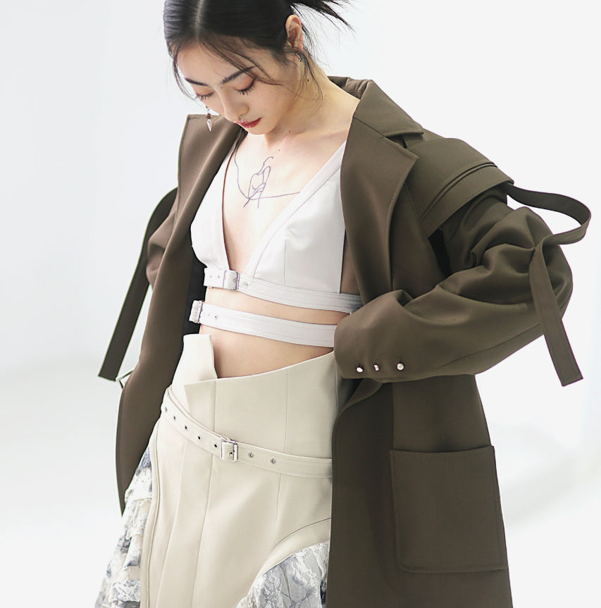 Blazer déstructuré à taille ajustable pour automne et hiver, couleur marron, par MARKET DE PRODUITS DE BEAUTÉ & SANTÉ.