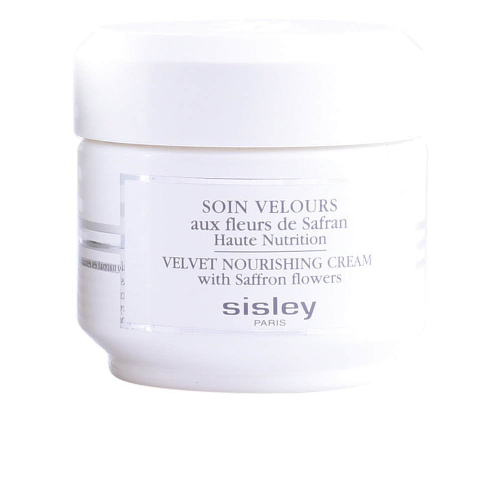 Soin Velours Sisley aux fleurs de safran, 50 ml, cosmétique facial unisexe avec flacon élégant et texture douce.