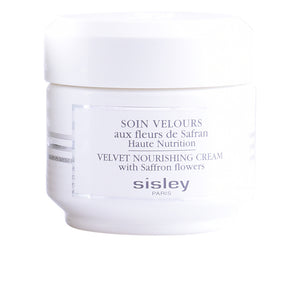 Soin Velours Sisley aux fleurs de safran, 50 ml, cosmétique facial unisexe avec flacon élégant et texture douce.
